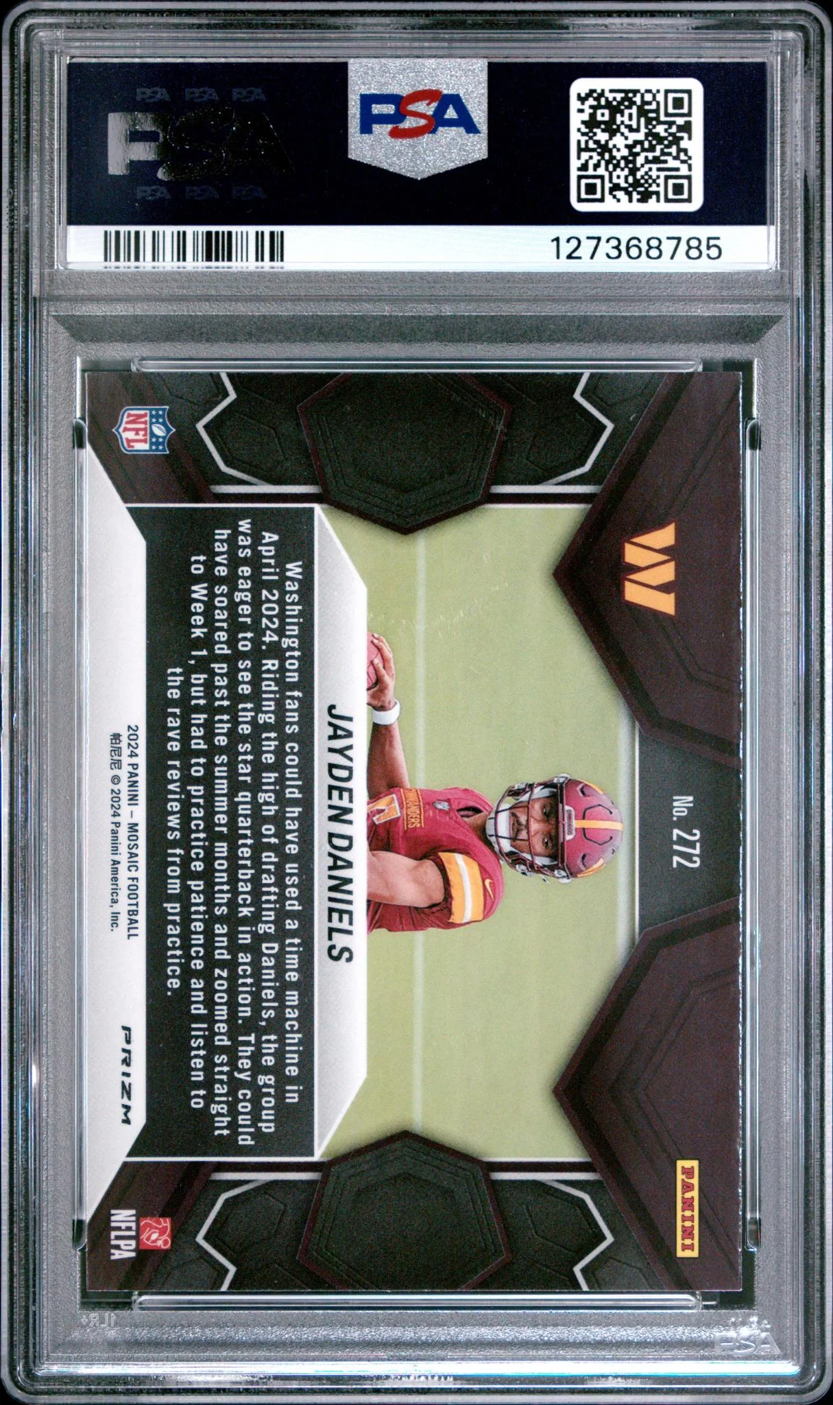 2024 Panini Mosaic Mosaic Camo Red Jayden Daniels #272 PSA 9 - Image 2