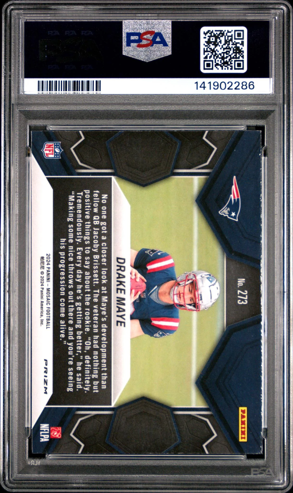 2024 Panini Mosaic Mosaic Drake Maye #273 PSA 9 - Image 2