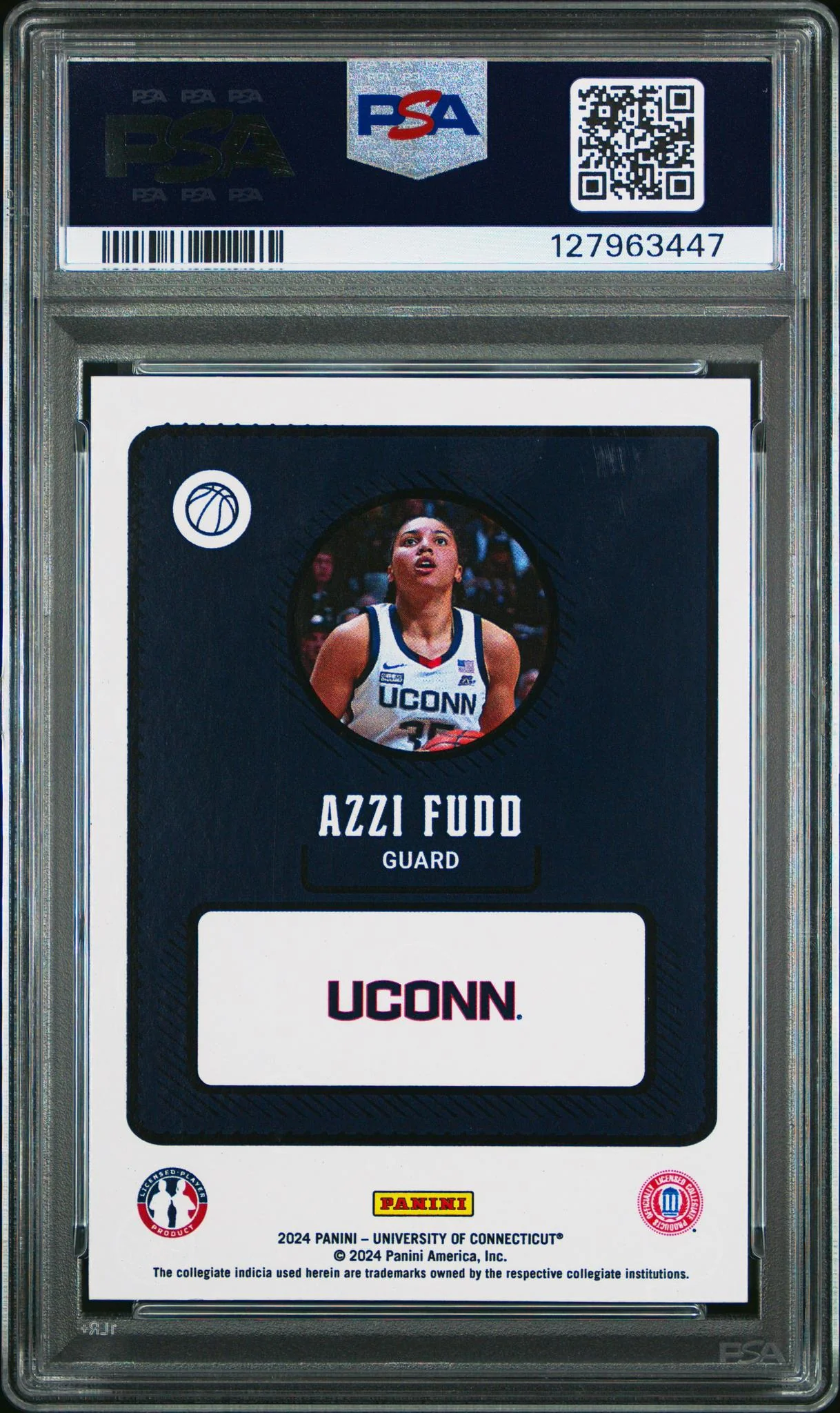 2024 Panini Nil Uconn Women's Basketball Azzi Fudd PSA 9 - Image 2