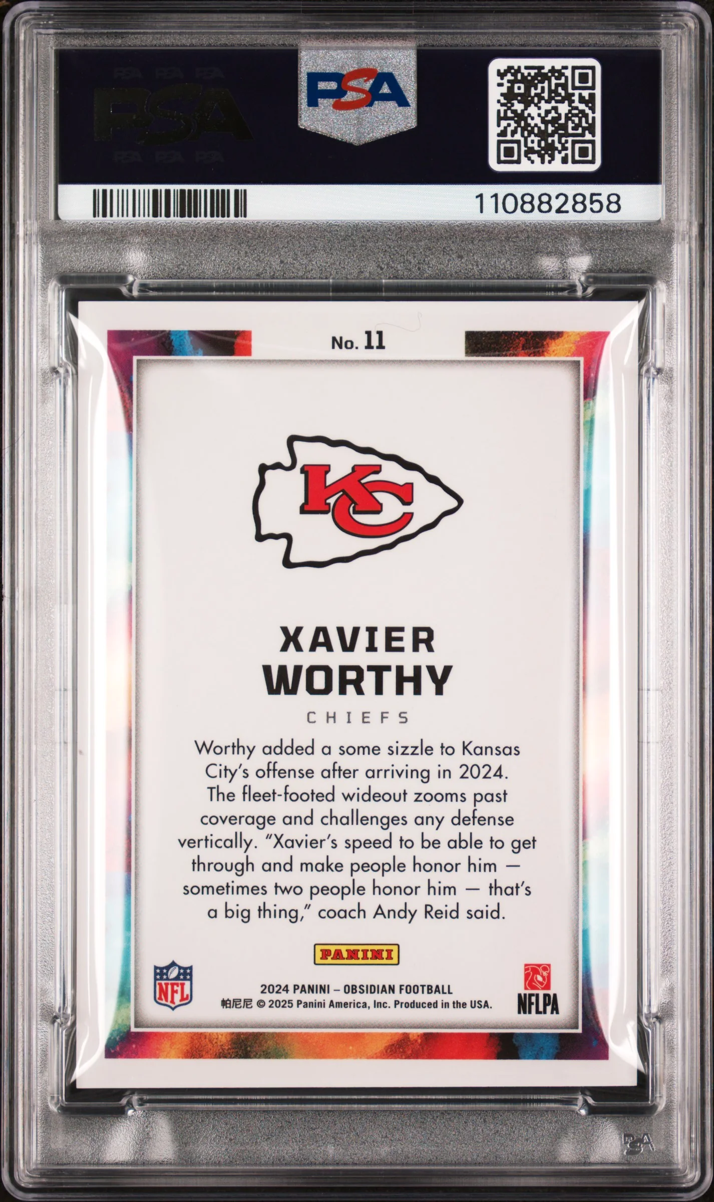 2024 Panini Obsidian Color Blast Black Xavier Worthy #11 PSA 10 - Image 2