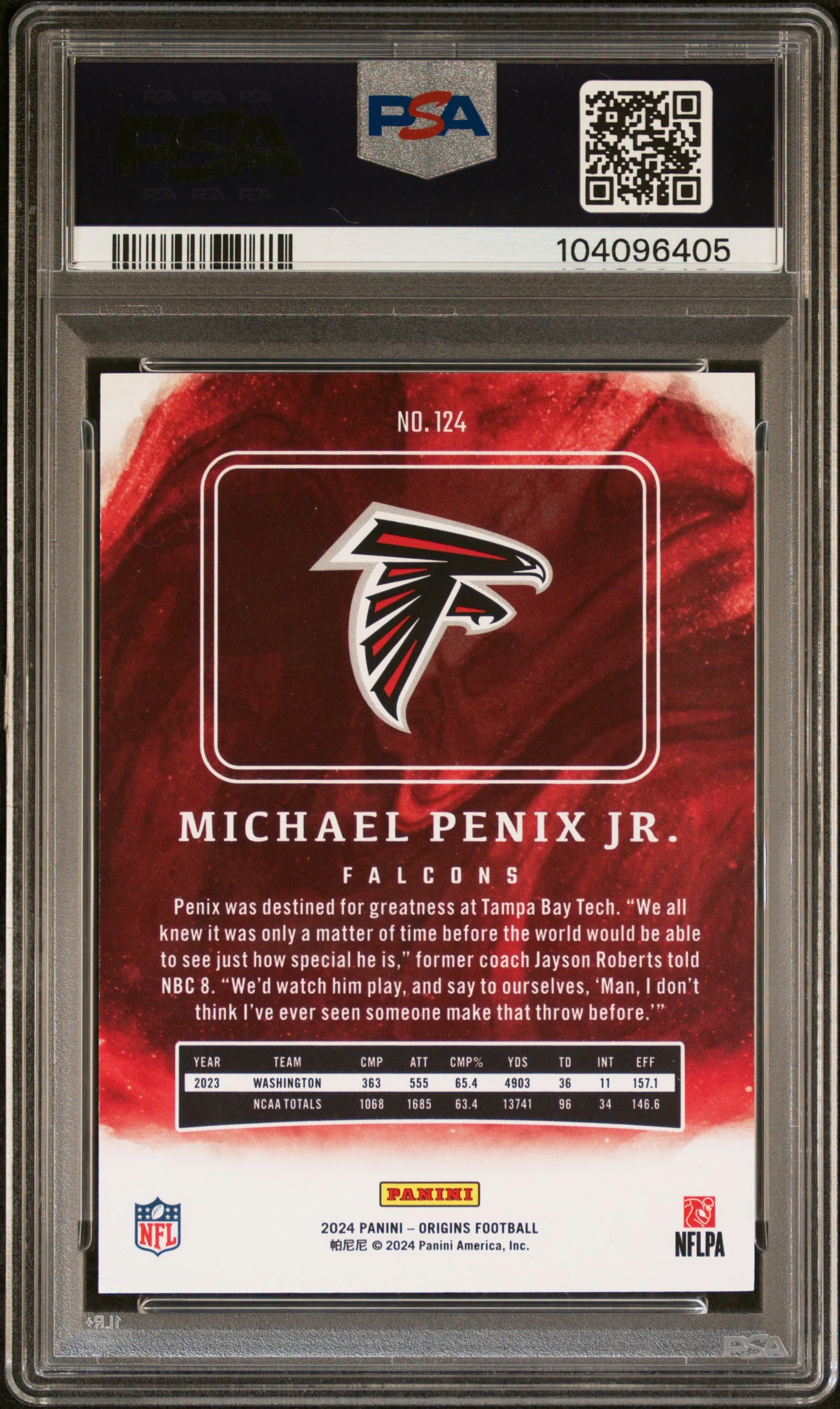 2024 Panini Origins Michael Penix Jr. #124 PSA 10 - Image 2