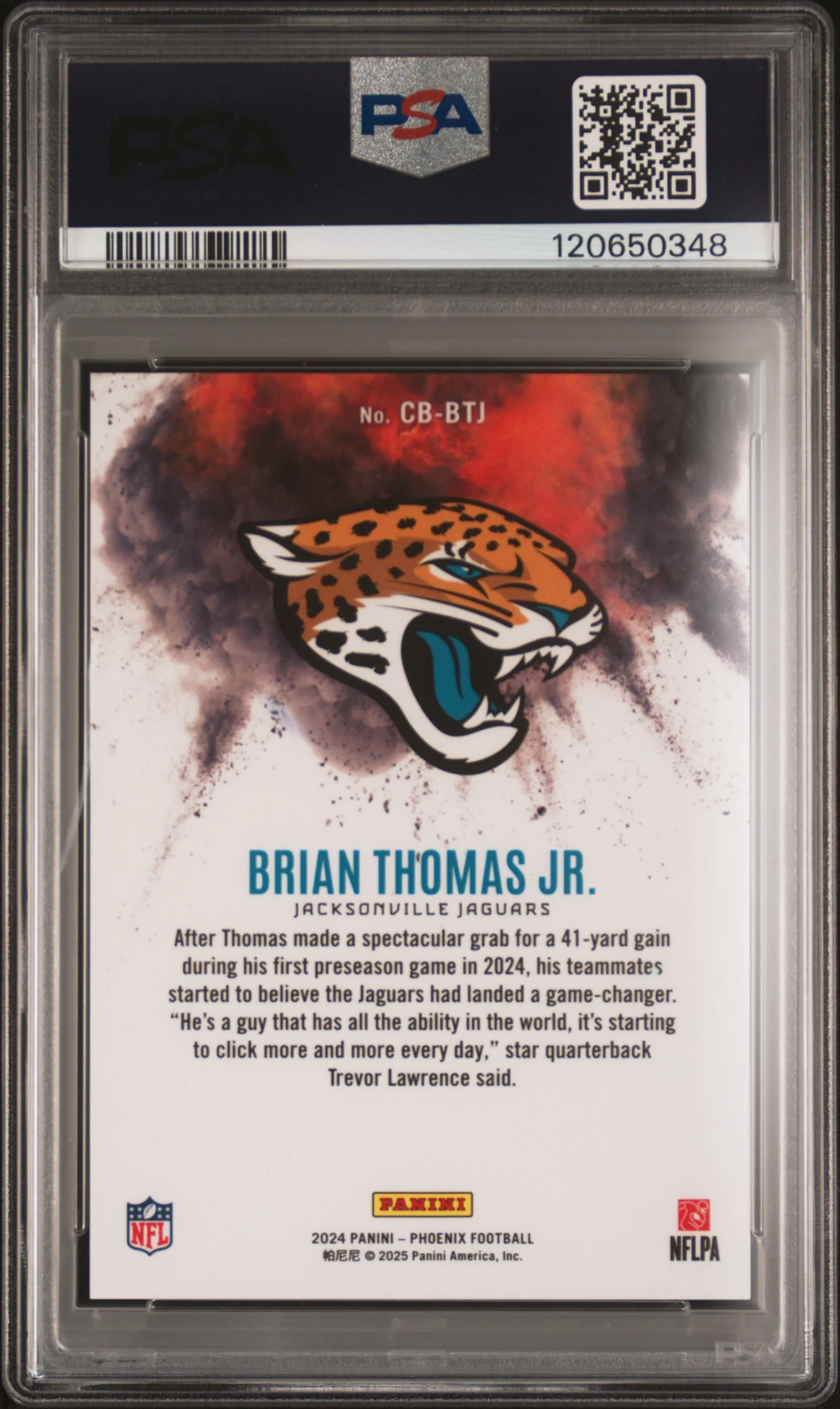 2024 Panini Phoenix Color Blast Brian Thomas Jr. #CBBTJ PSA 10 - Image 2