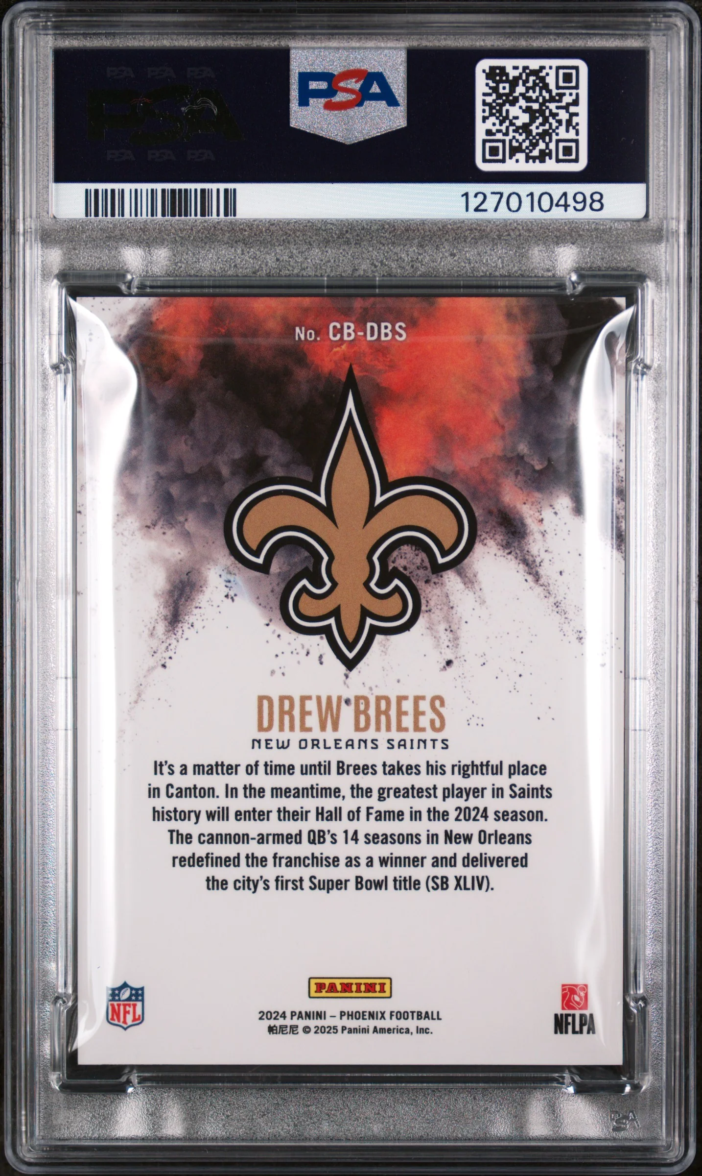 2024 Panini Phoenix Color Blast Drew Brees #CBDBS PSA 9 - Image 2