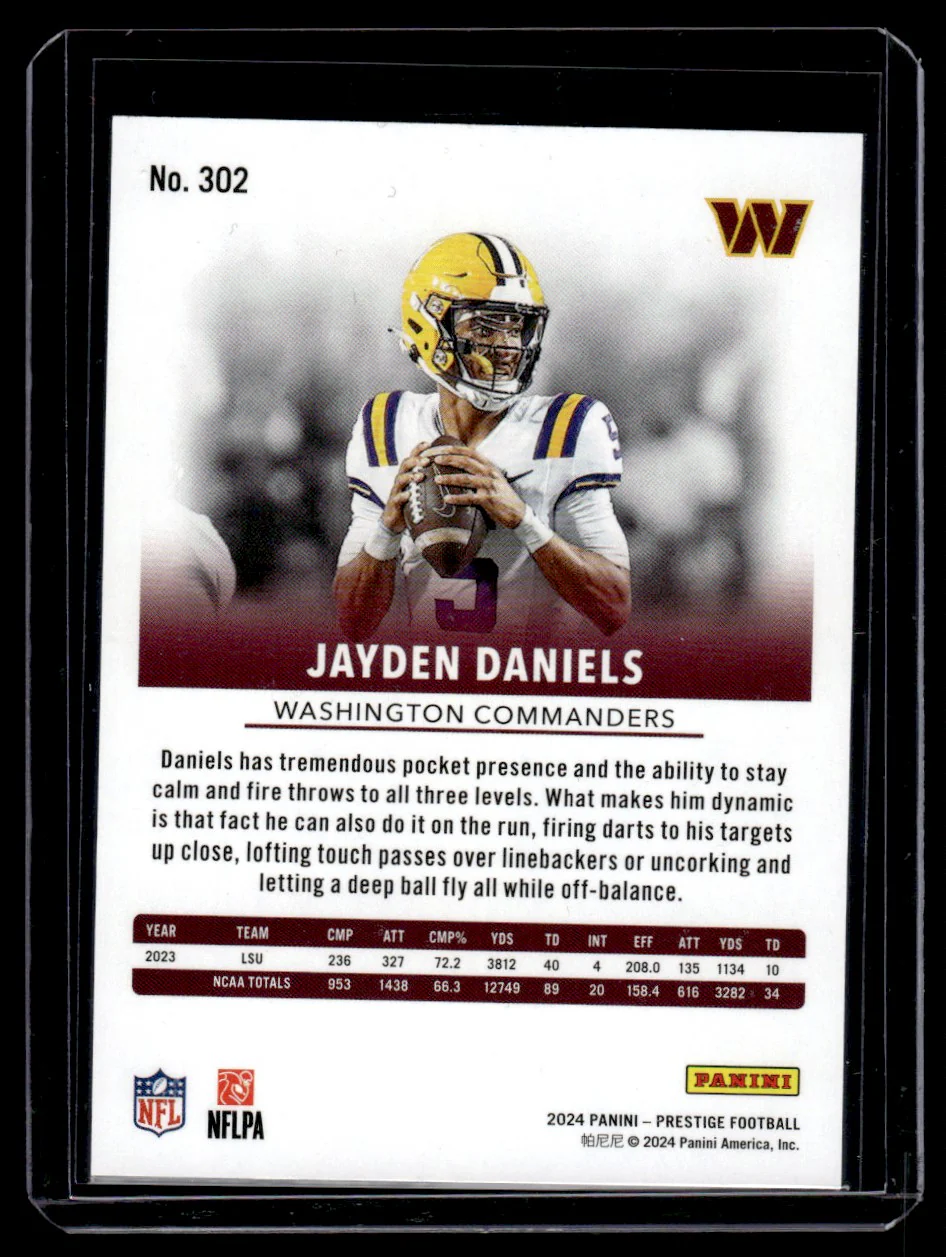 2024 Panini Prestige 302 Jayden Daniels Xtra Points Rookie /599 Washington Commanders - Image 2