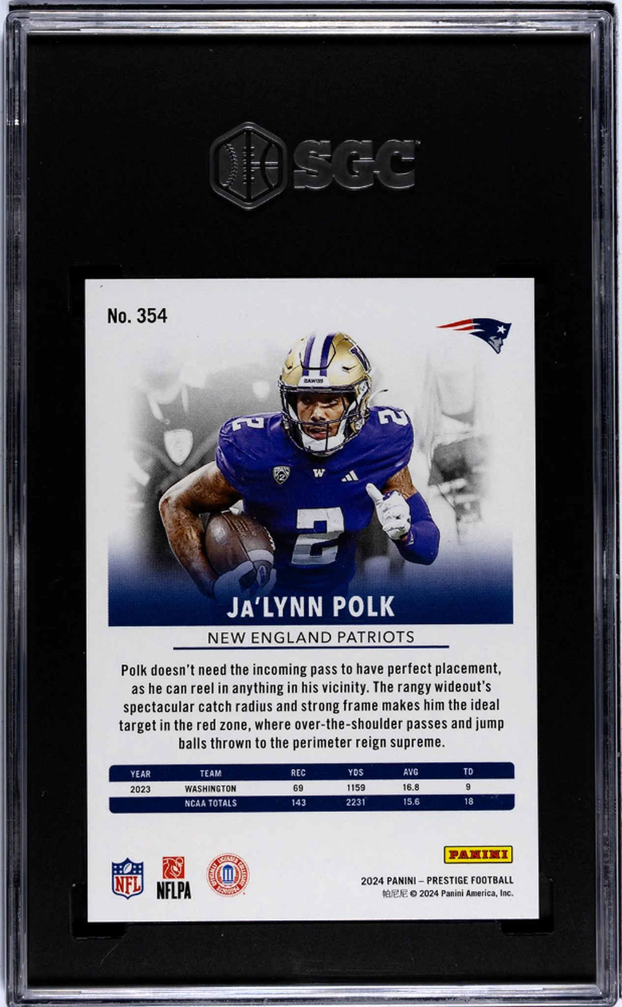 2024 Panini Prestige #354 Ja'Lynn Polk Xtra Points Red /999 SGC 10 - Image 2