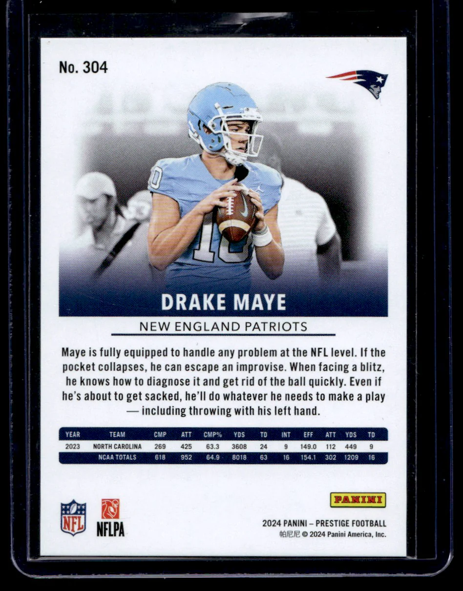 2024 Panini Prestige Xtra Points Drake Maye #304 RC /199 - Image 2