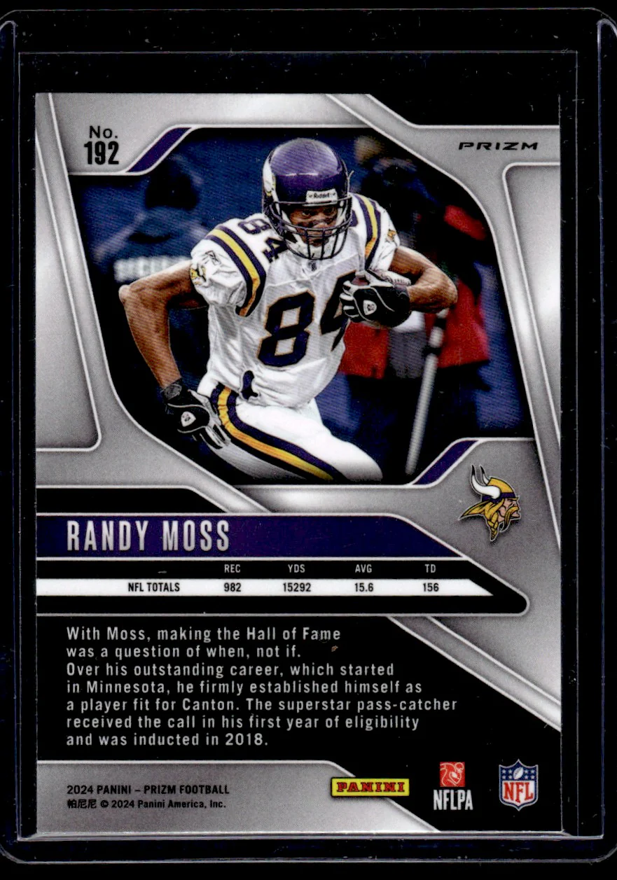 2024 Panini Prizm 192 Randy Moss Minnesota Vikings - Image 2