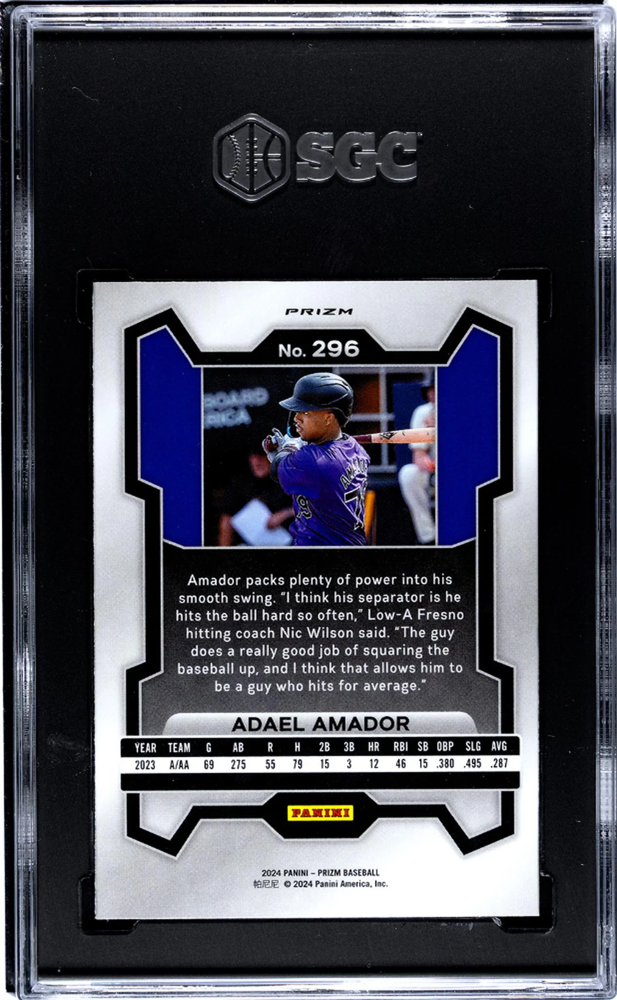 2024 Panini Prizm Silver Adal Amador #296 RC SGC 9 - Image 2