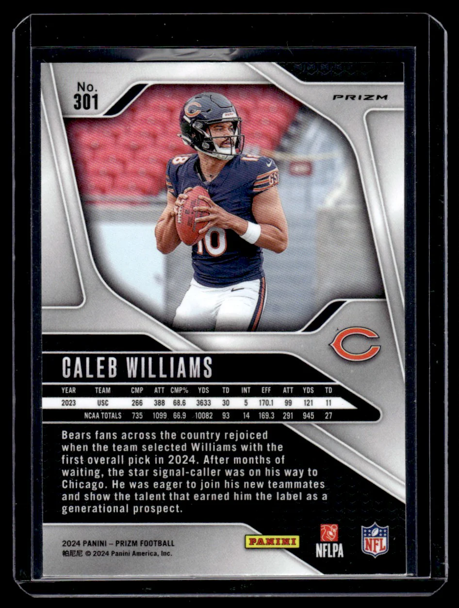 2024 Panini Prizm 301 Caleb Williams Green Rookie Chicago Bears - Image 2