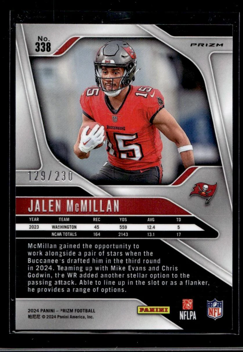 2024 Panini Prizm 338 Jalen McMillan Rookie /230 Tampa Bay Buccaneers - Image 2