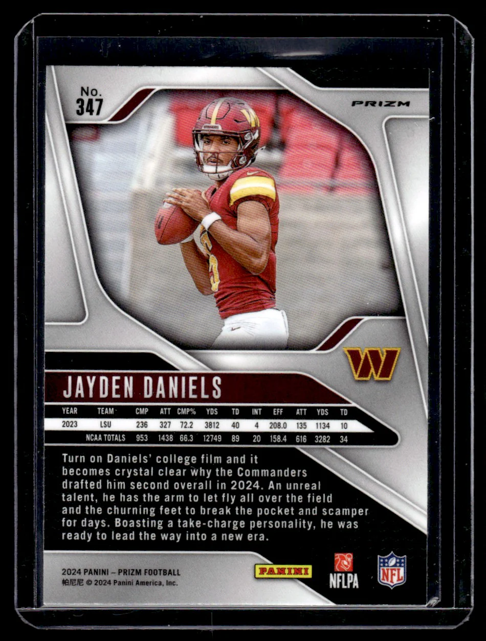 2024 Panini Prizm 347 Jayden Daniels Orange Rookie Washington Commanders - Image 2