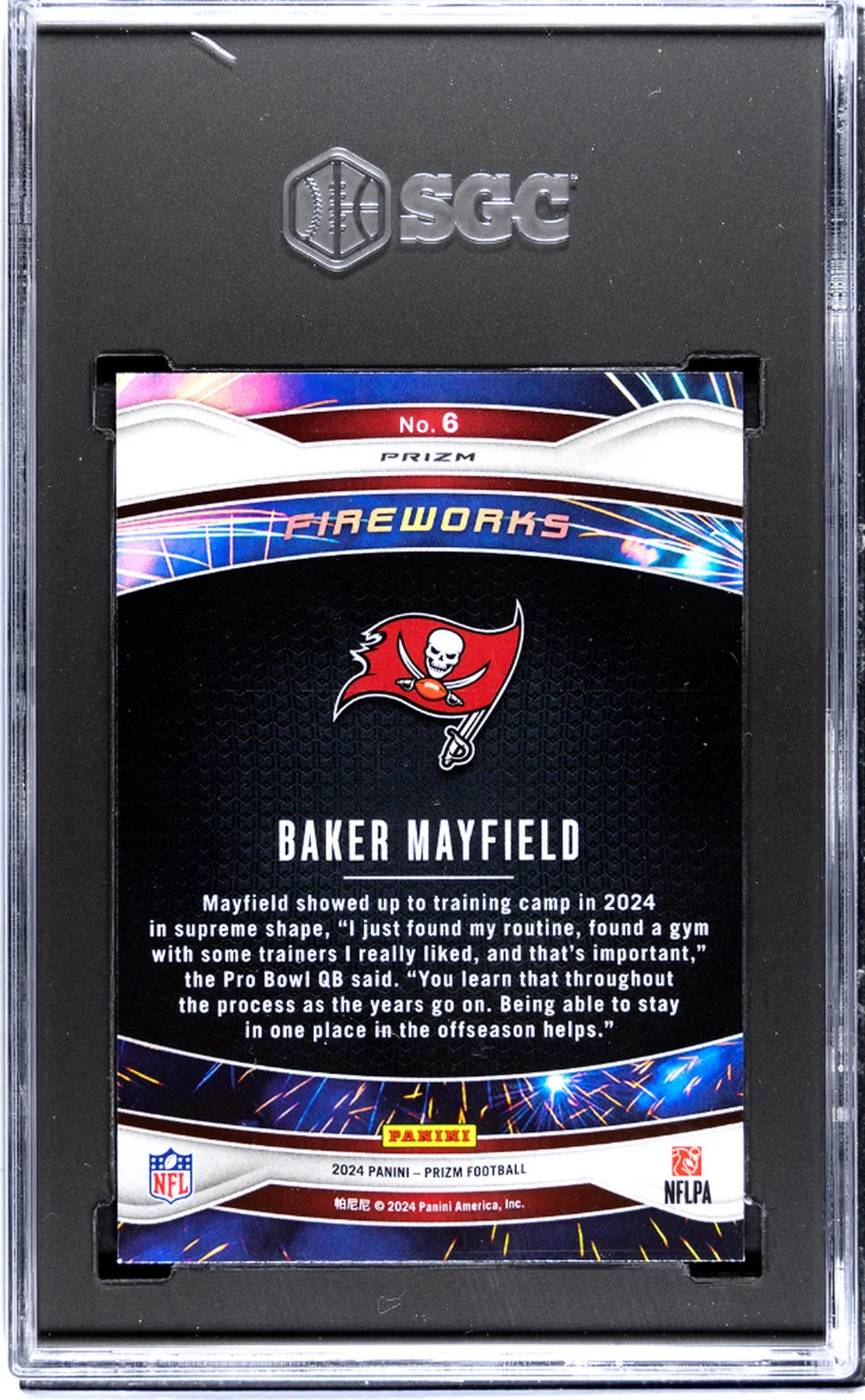 2024 Panini Prizm #6 Baker Mayfield Fireworks Green Prizm SGC 10 - Image 2