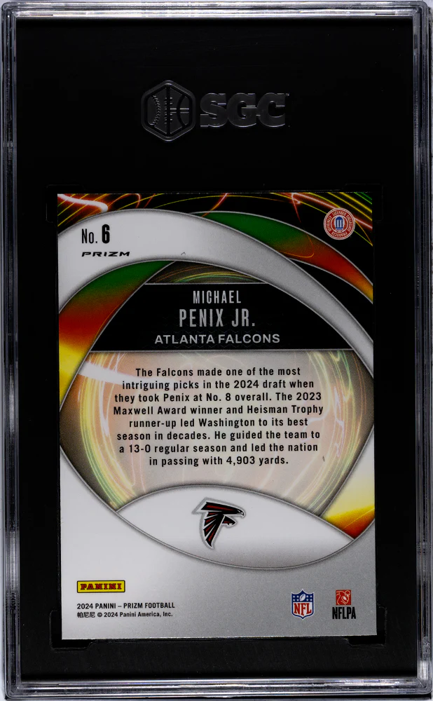 2024 Panini Prizm #6 Michael Penix Jr. Portals Green Ice Prizm SGC 10 - Image 2