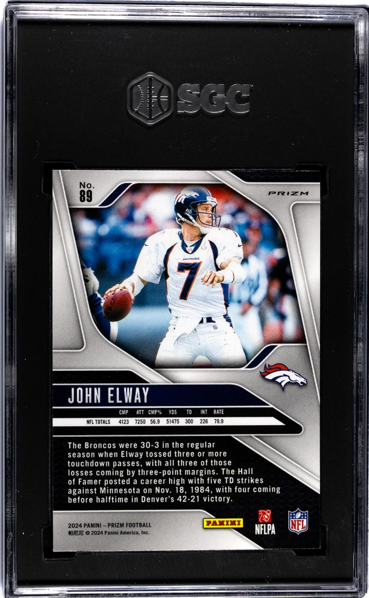 2024 Panini Prizm #89 John Elway Green Prizm SGC 10 - Image 2