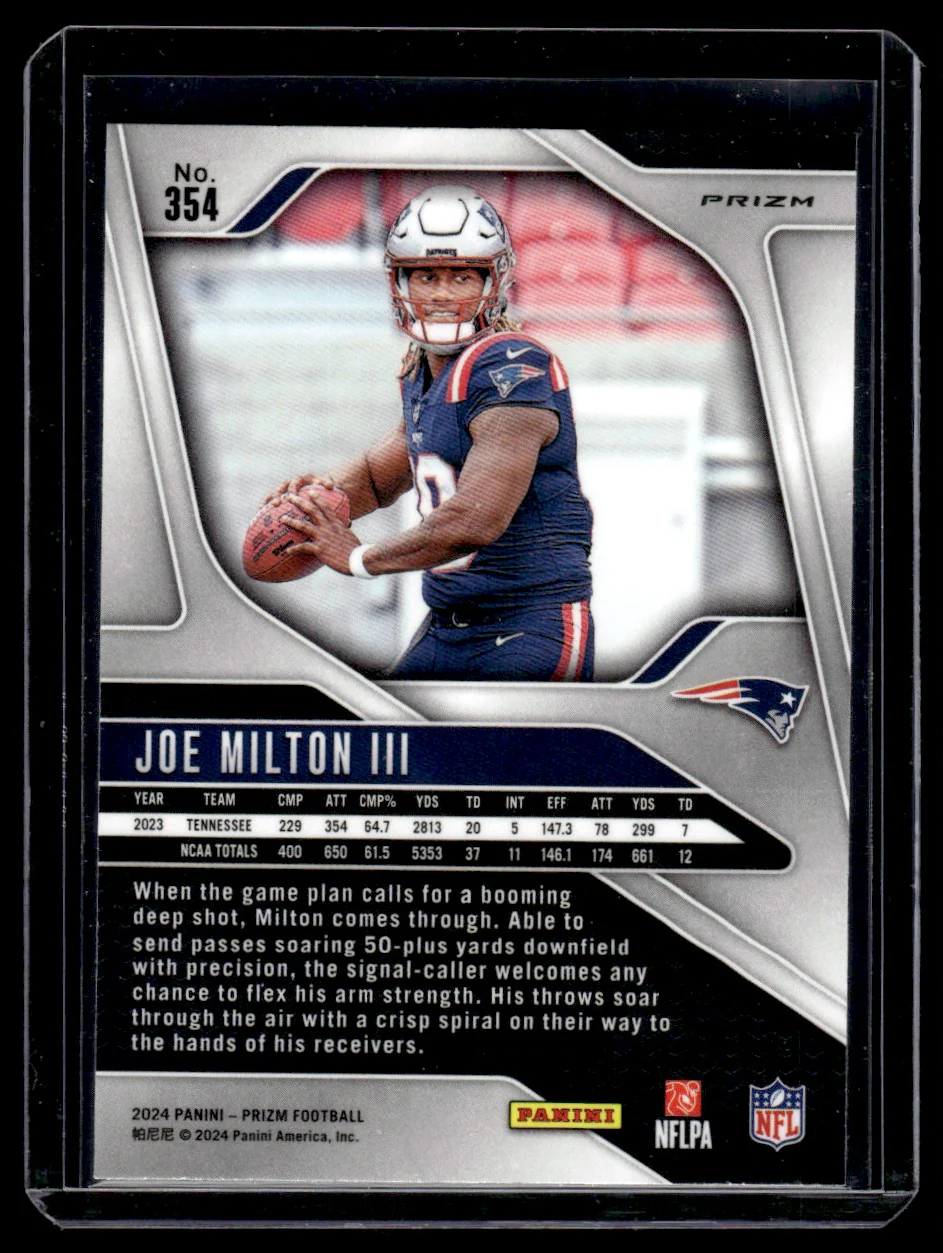 2024 Panini Prizm Checkerboard Joe Milton III #354 RC - Image 2