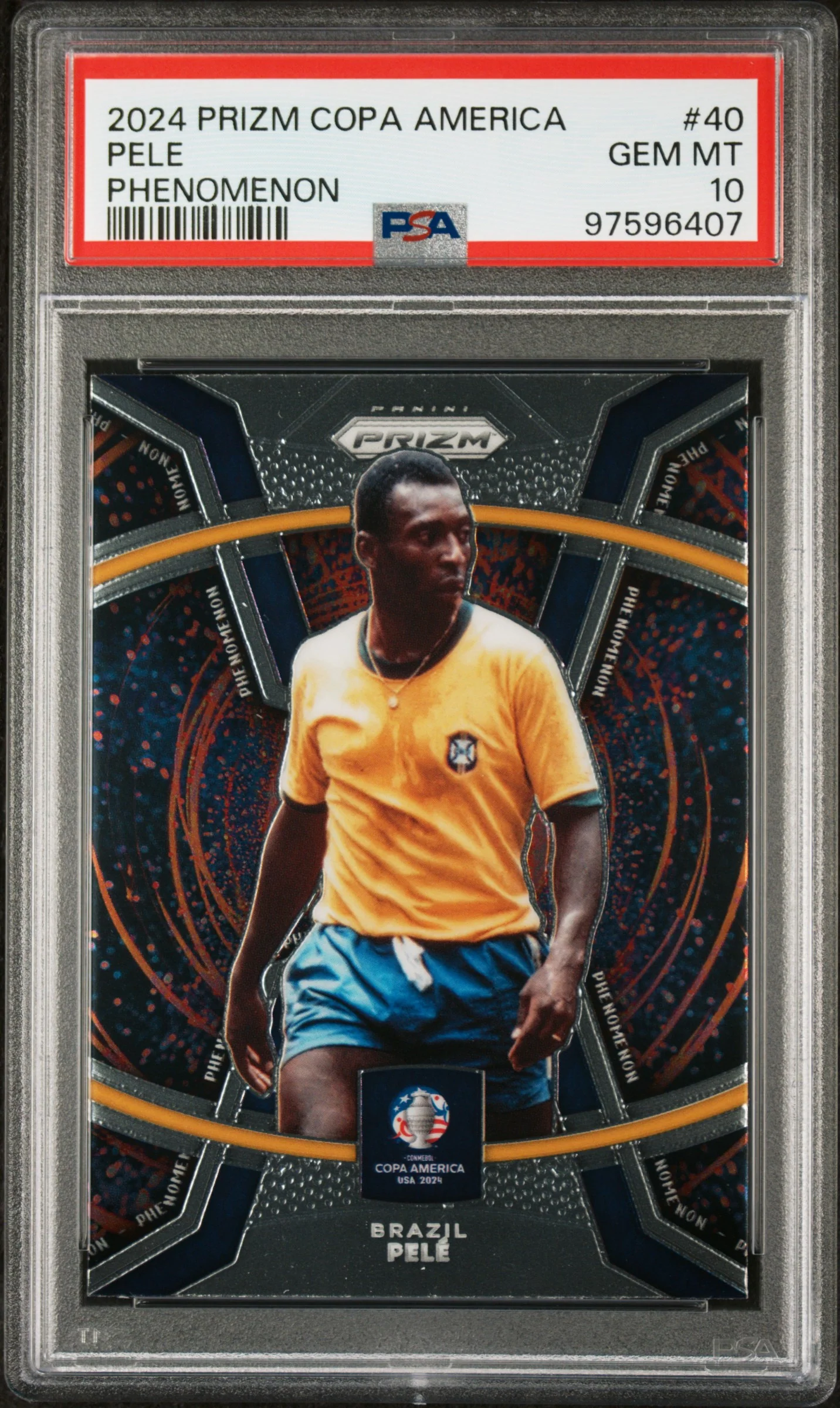 2024 Panini Prizm Conmebol Copa America Phenomenon Pele #40 PSA 10