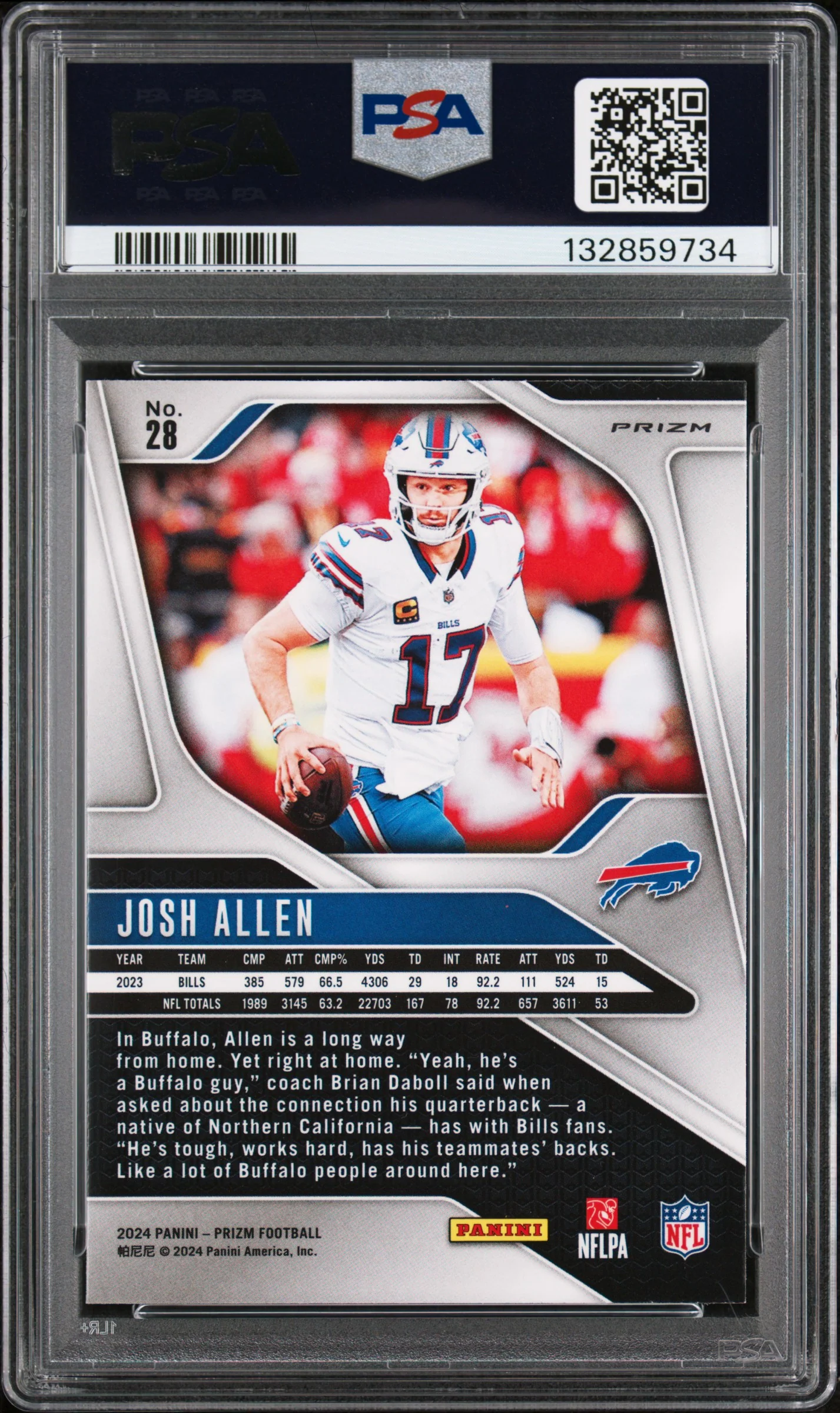 2024 Panini Prizm Disco Josh Allen #28 PSA 9 - Image 2