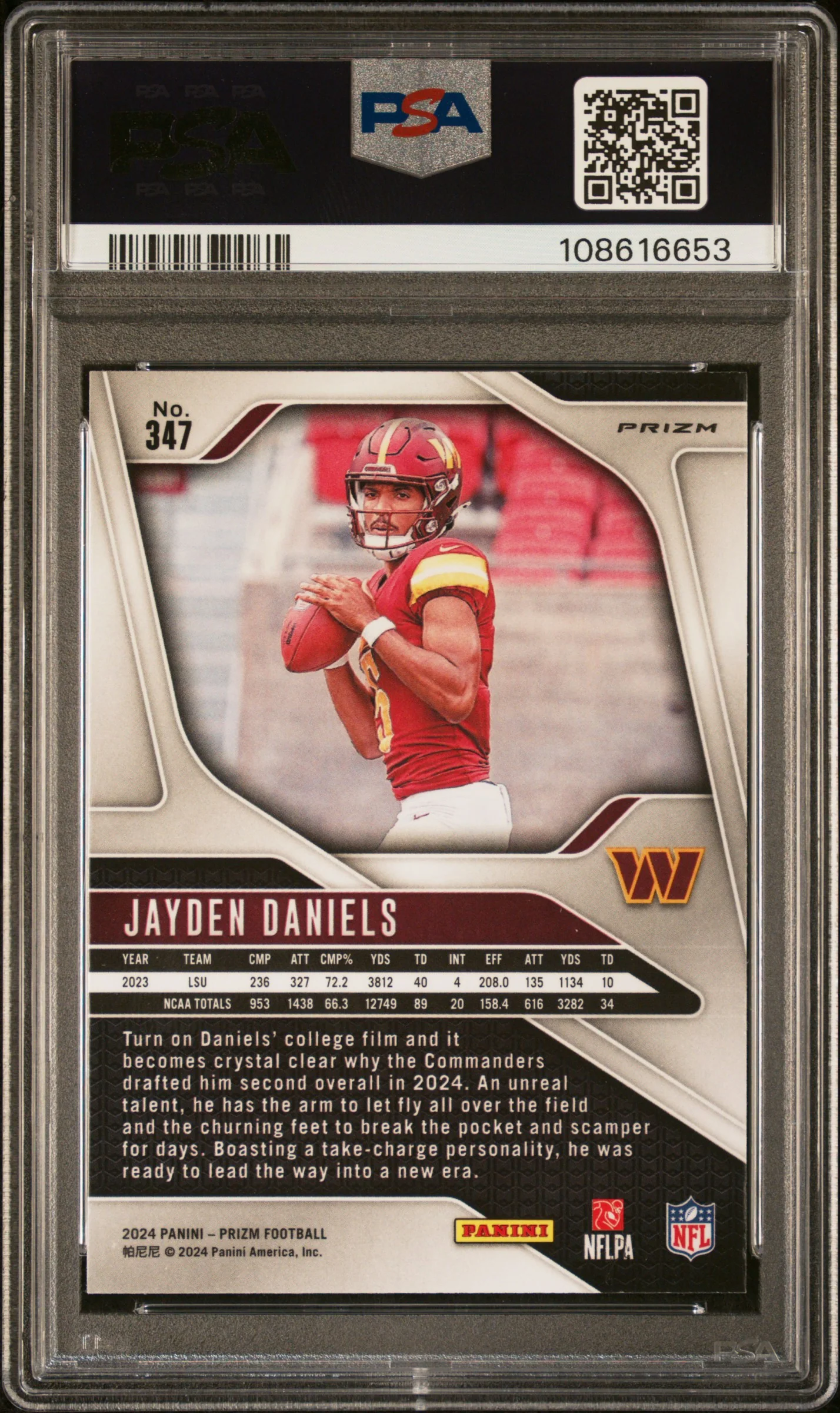 2024 Panini Prizm Disco Prizm Jayden Daniels #347 PSA 9 - Image 2