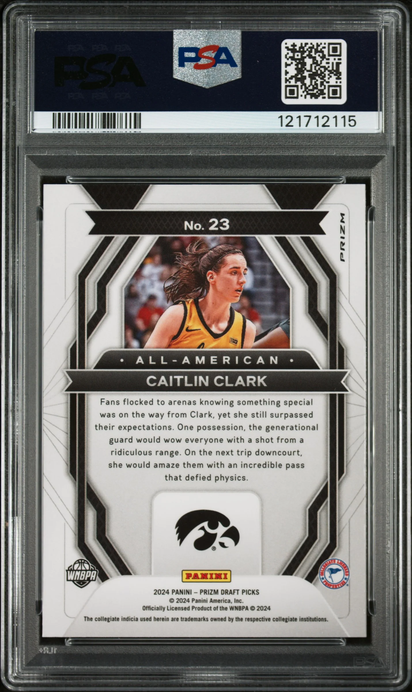 2024 Panini Prizm Draft Picks All-American Orange Ice Caitlin Clark #23 PSA 8 - Image 2
