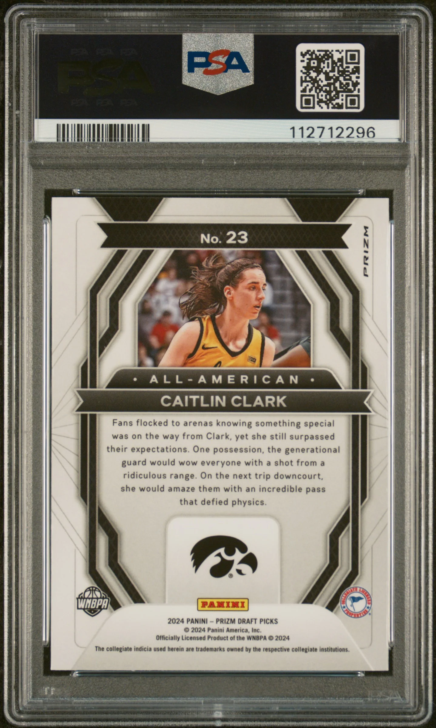 2024 Panini Prizm Draft Picks All American Red Ice Prizm Caitlin Clark #23 PSA 9 - Image 2