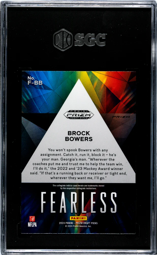 2024 Panini Prizm Draft Picks Fearless Red Ice Brock Bowers #F-BB RC SGC 10 - Image 2