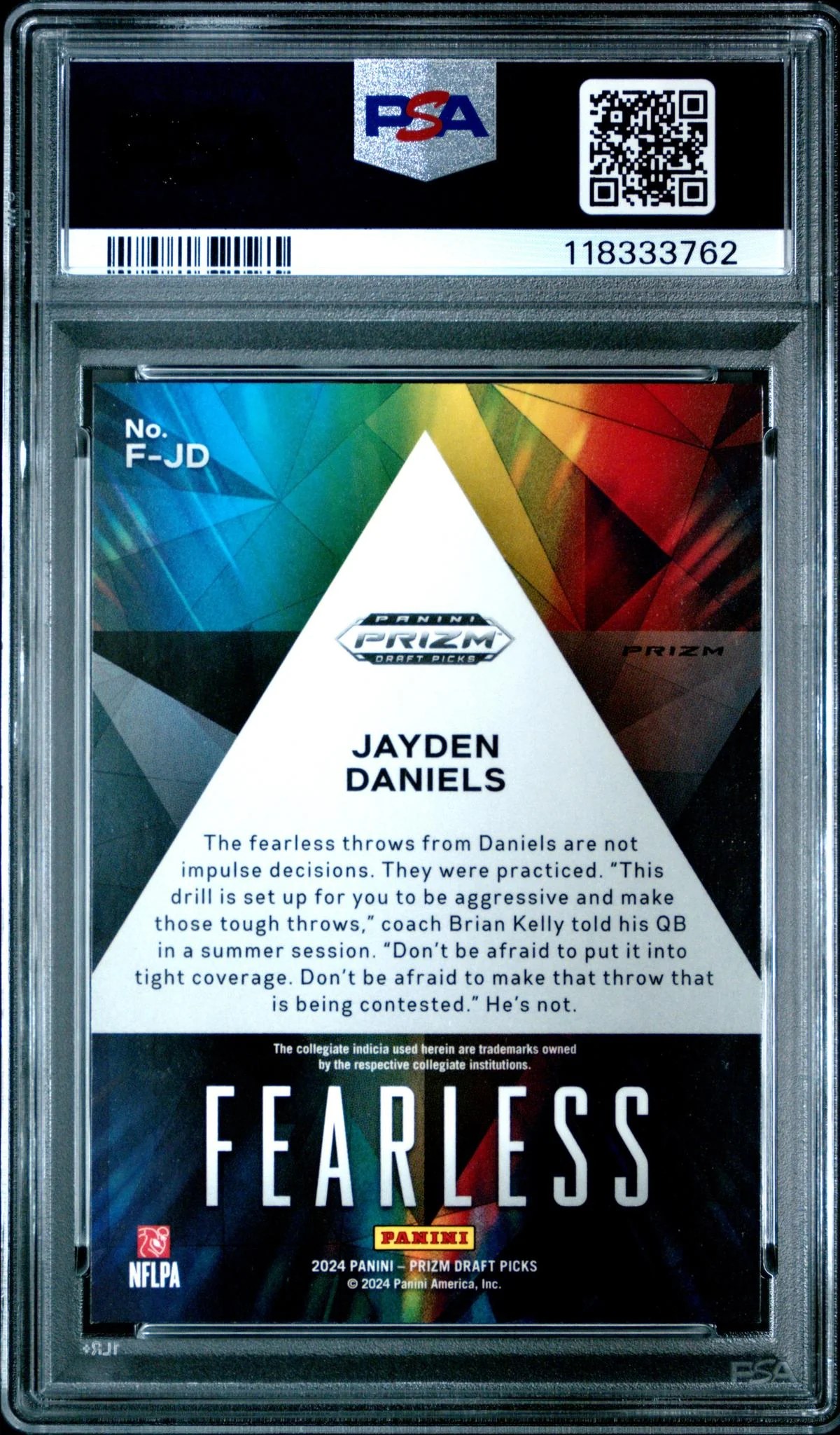 2024 Panini Prizm Draft Picks Fearless Red Ice Jayden Daniels #FJD PSA 10 - Image 2