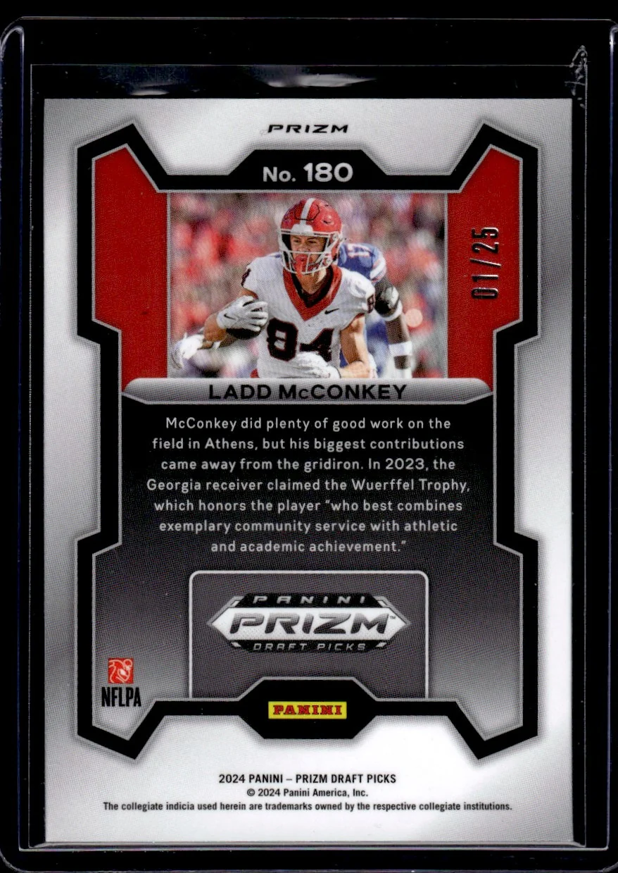 2024 Panini Prizm Draft Picks Green Pulsar Prizm Ladd McConkey #180 RC /25 - Image 2