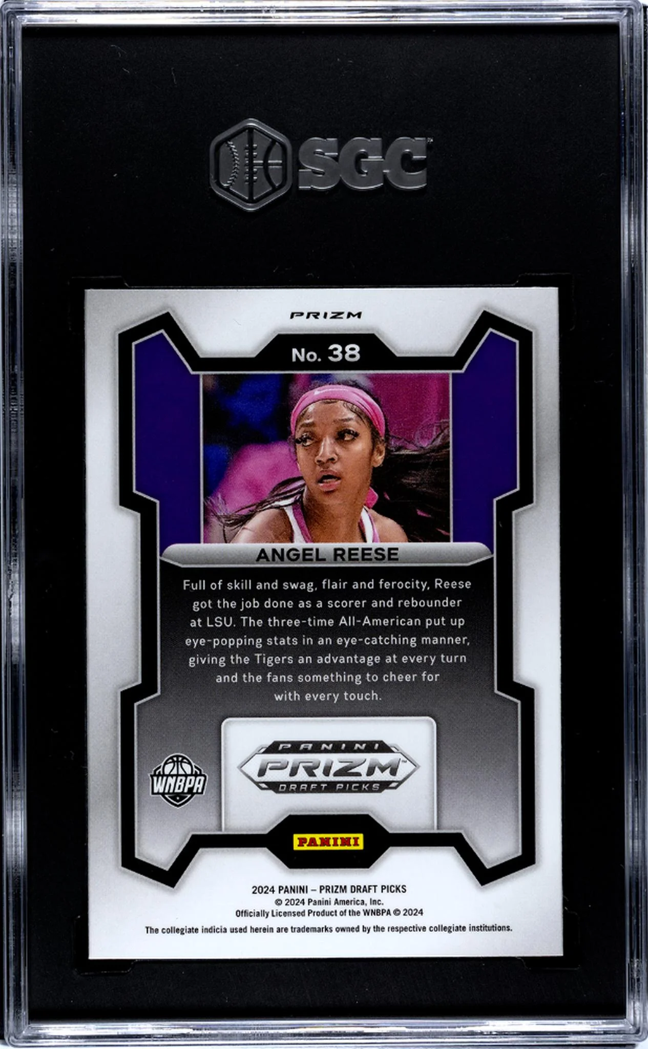 2024 Panini Prizm Draft Picks Red Ice Prizm Angel Reese #38 RC SGC 9 - Image 2