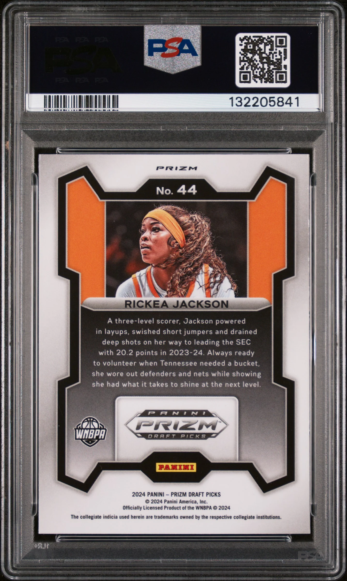 2024 Panini Prizm Draft Picks Snakeskin Prizm Rickea Jackson #44 PSA 9 - Image 2