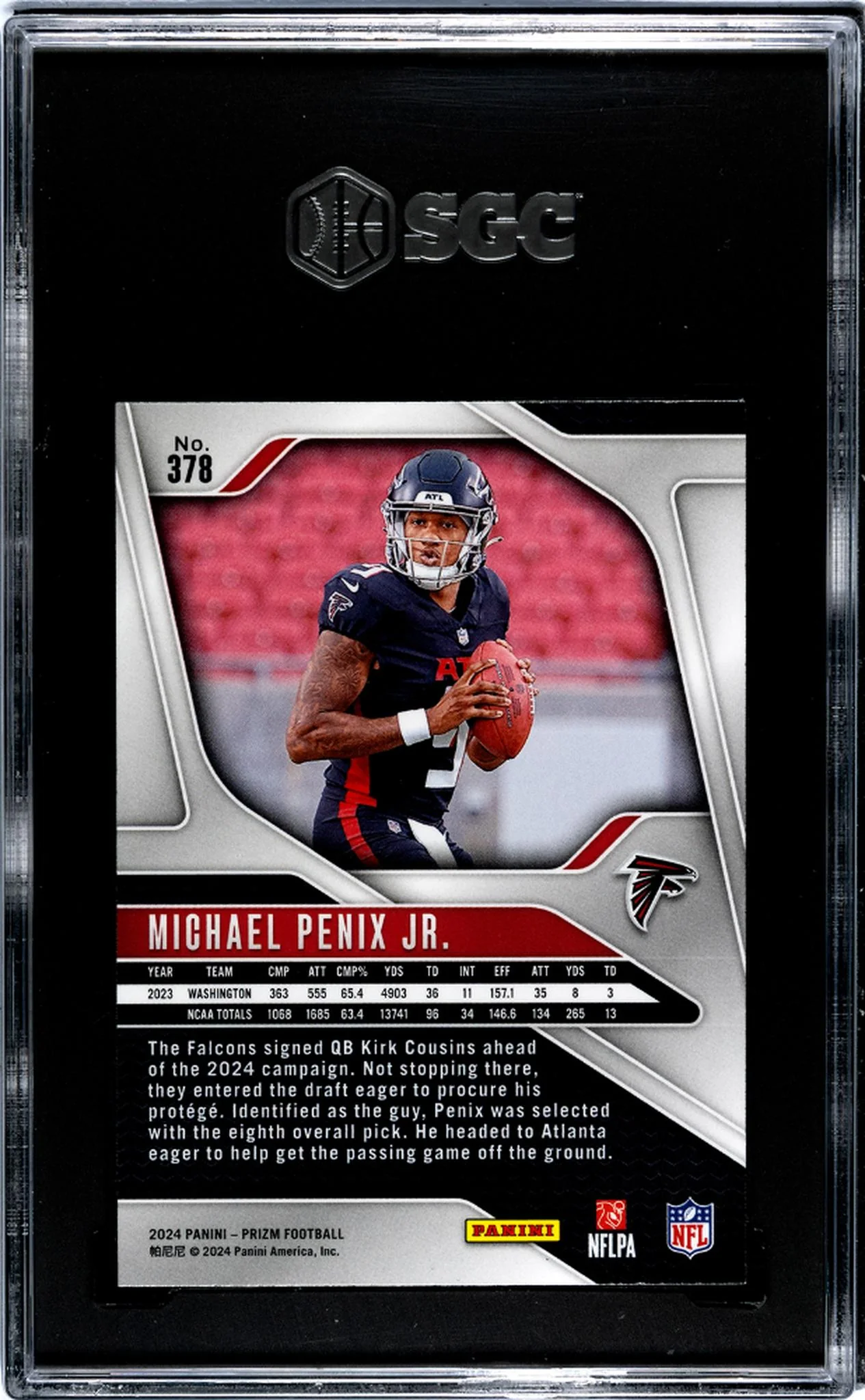 2024 Panini Prizm Michael Penix Jr. #378 RC SGC 9.5 - Image 2