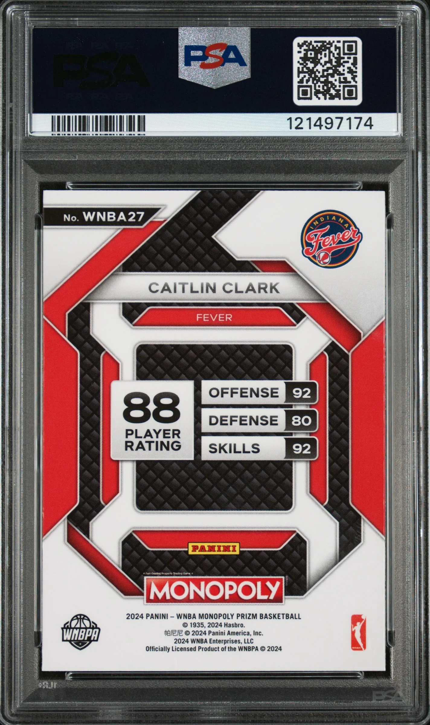 2024 Panini Prizm Monopoly WNBA Insert Caitlin Clark #WNBA27 PSA 10 - Image 2