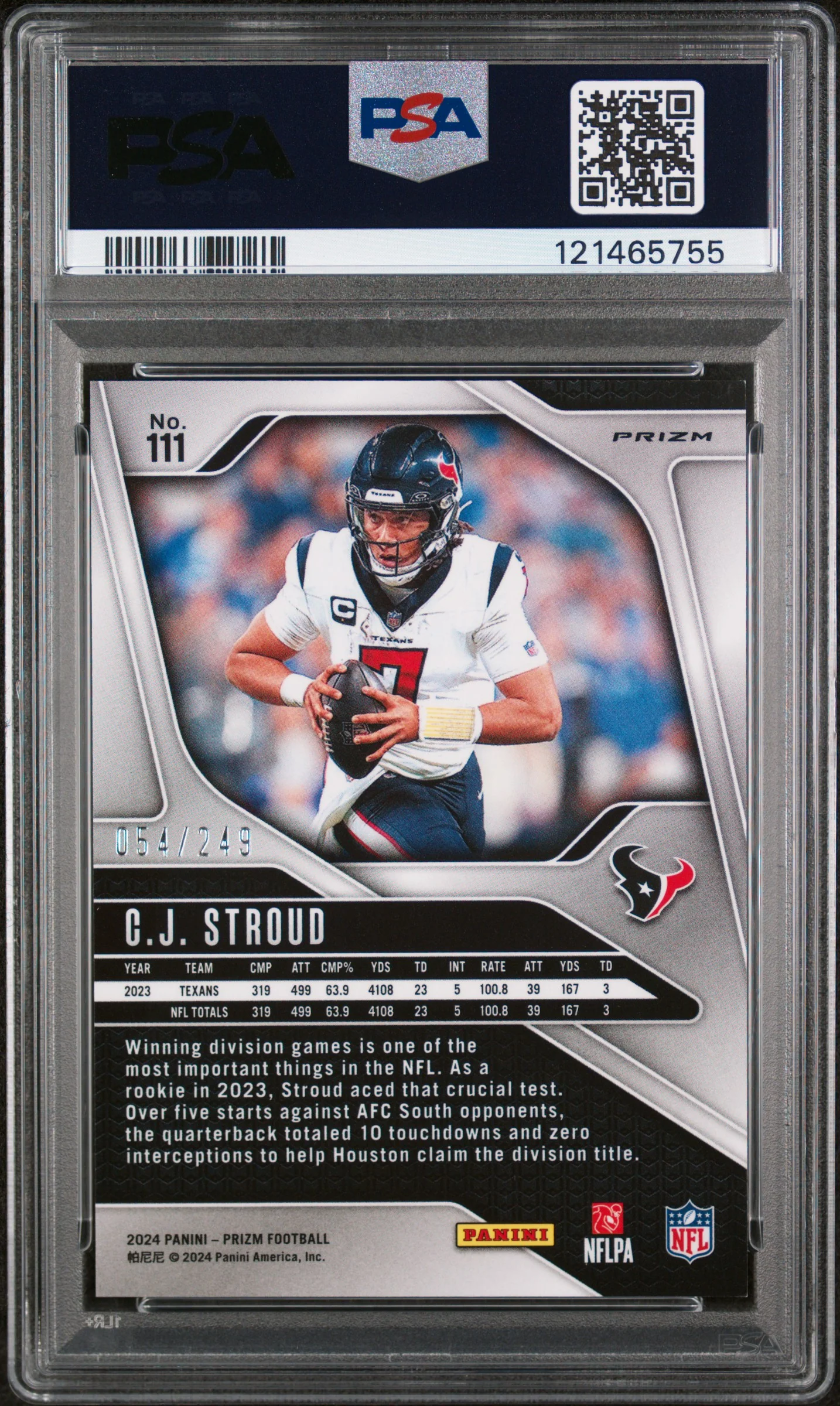 2024 Panini Prizm Orange Prizm C.J. Stroud #111 /249 PSA 9 - Image 2
