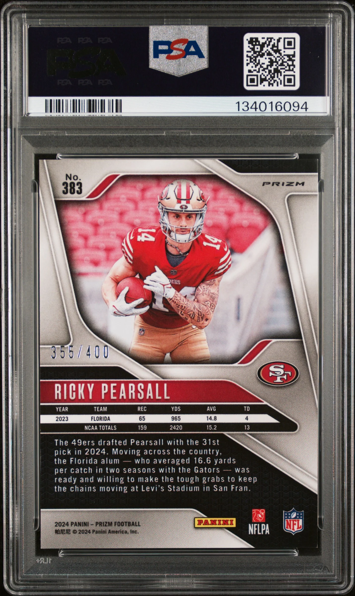 2024 Panini Prizm Pandora Ricky Pearsall #383 /400 PSA 9 - Image 2
