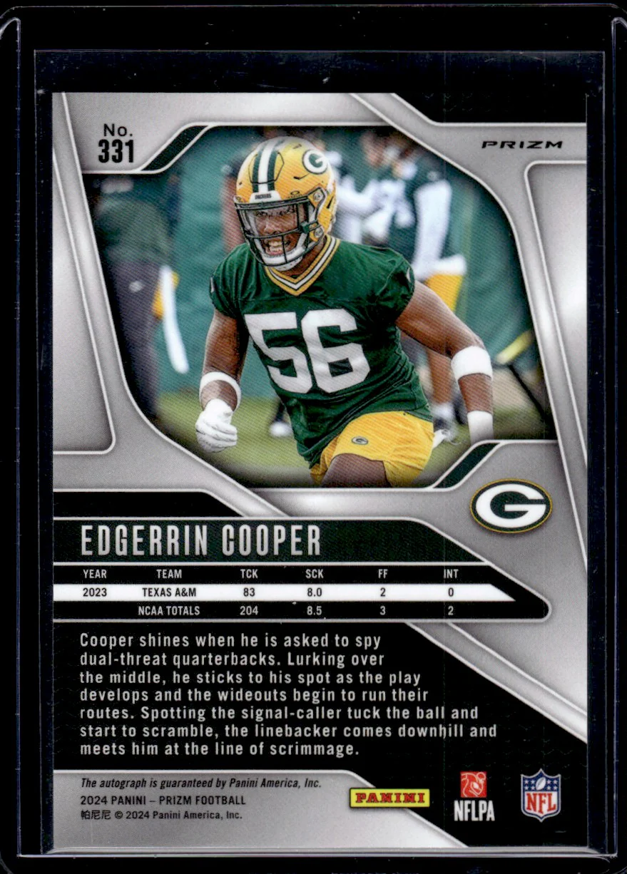 2024 Panini Prizm Pink Edgerrin Cooper #331 RC Auto - Image 2