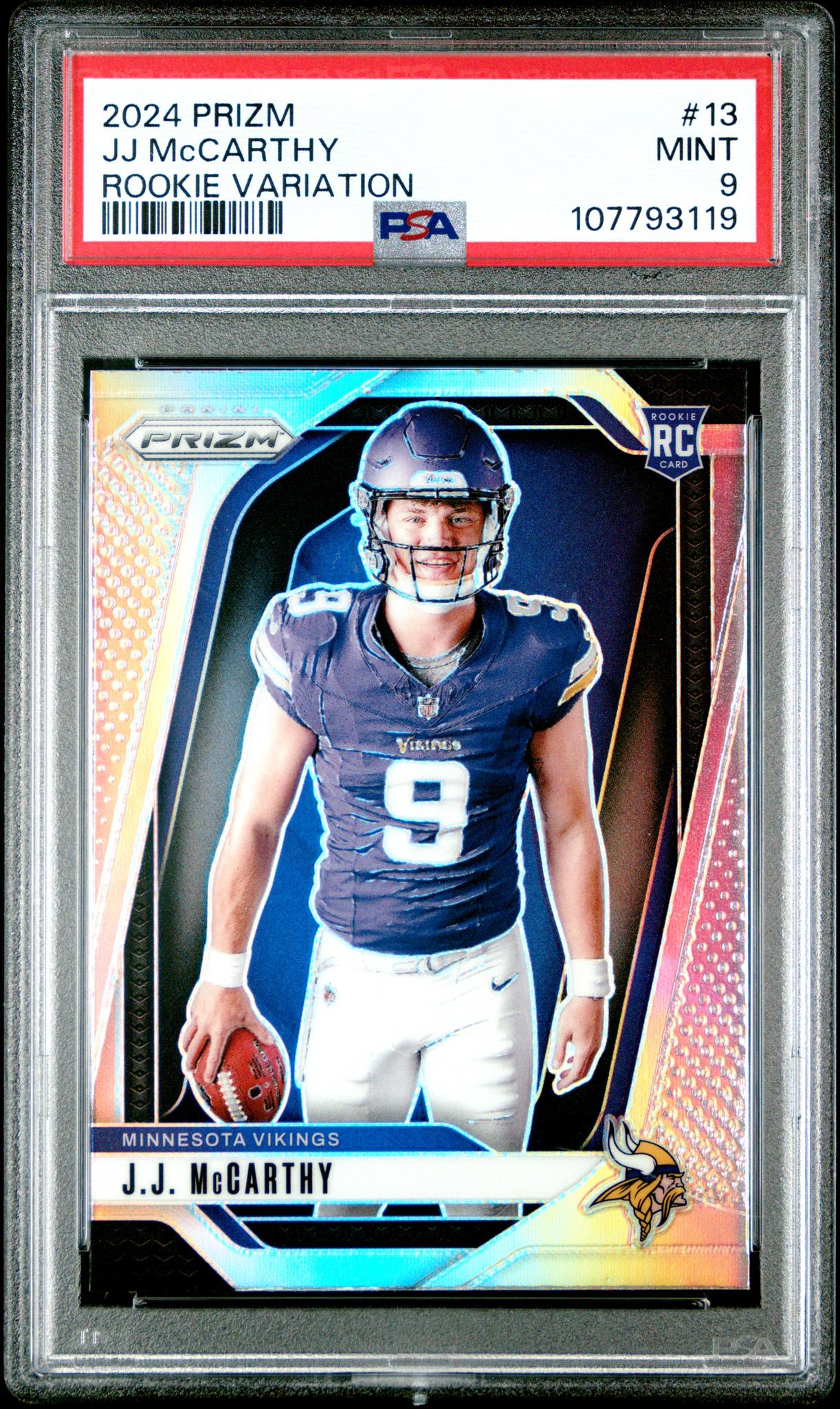 2024 Panini Prizm Rookie Variation JJ Mccarthy #13 PSA 9