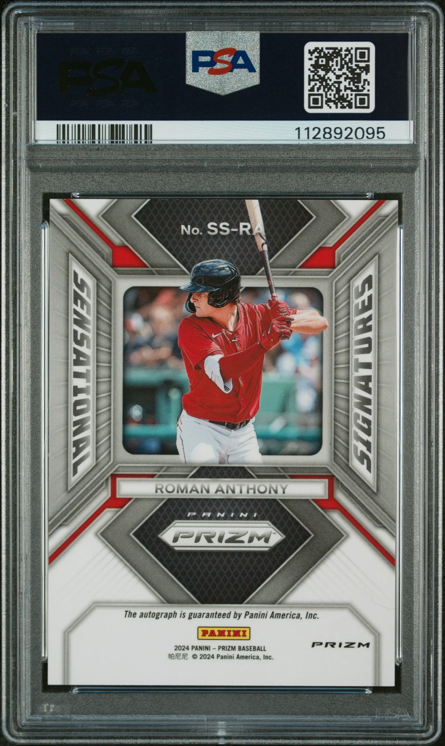2024 Panini Prizm Sensational Signatures Sensational Sig-Green Prizm Roman Anthony #SSRA PSA 10 - Image 2