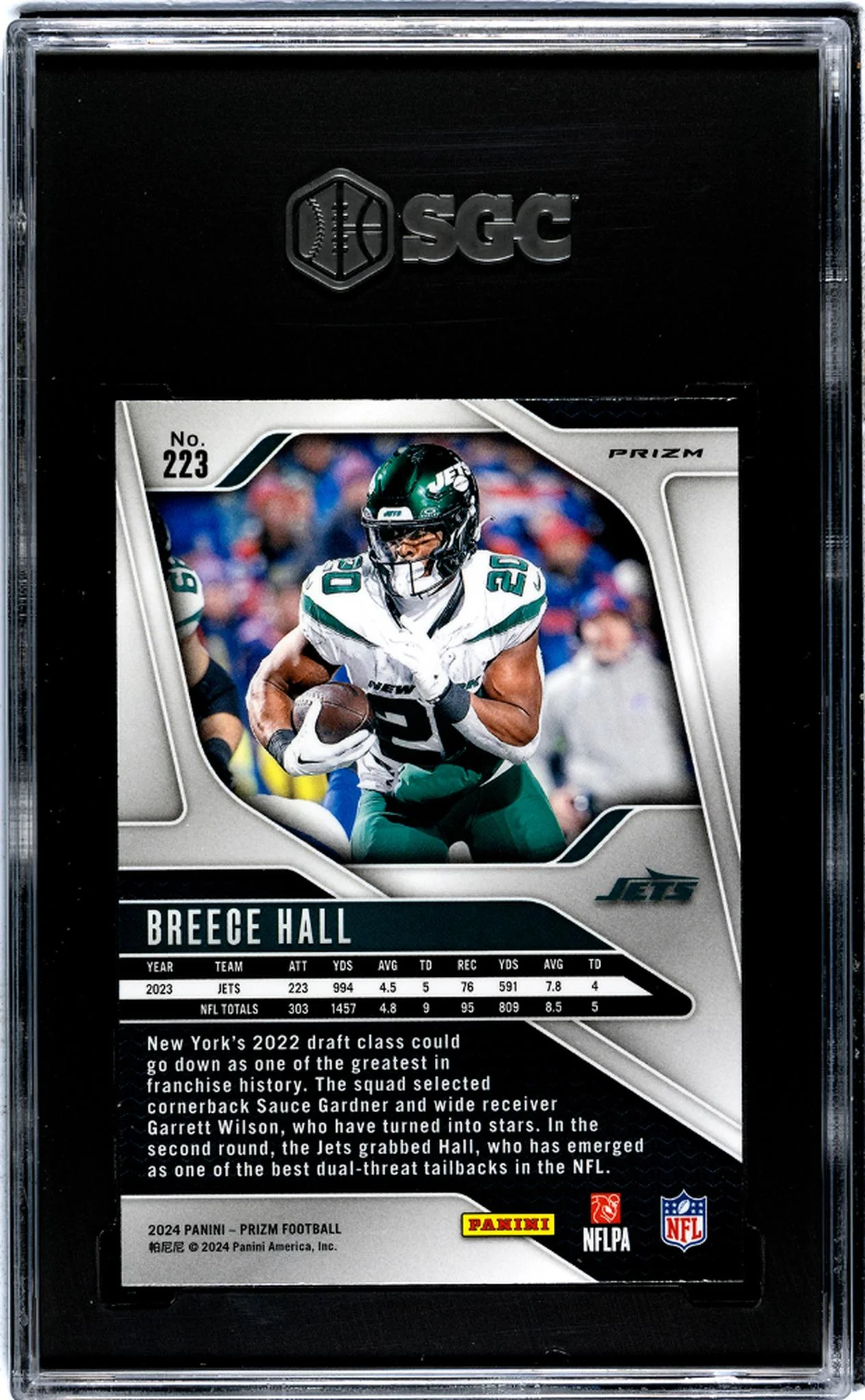 2024 Panini Prizm Silver Prizm Breece Hall #223 SGC 9 - Image 2