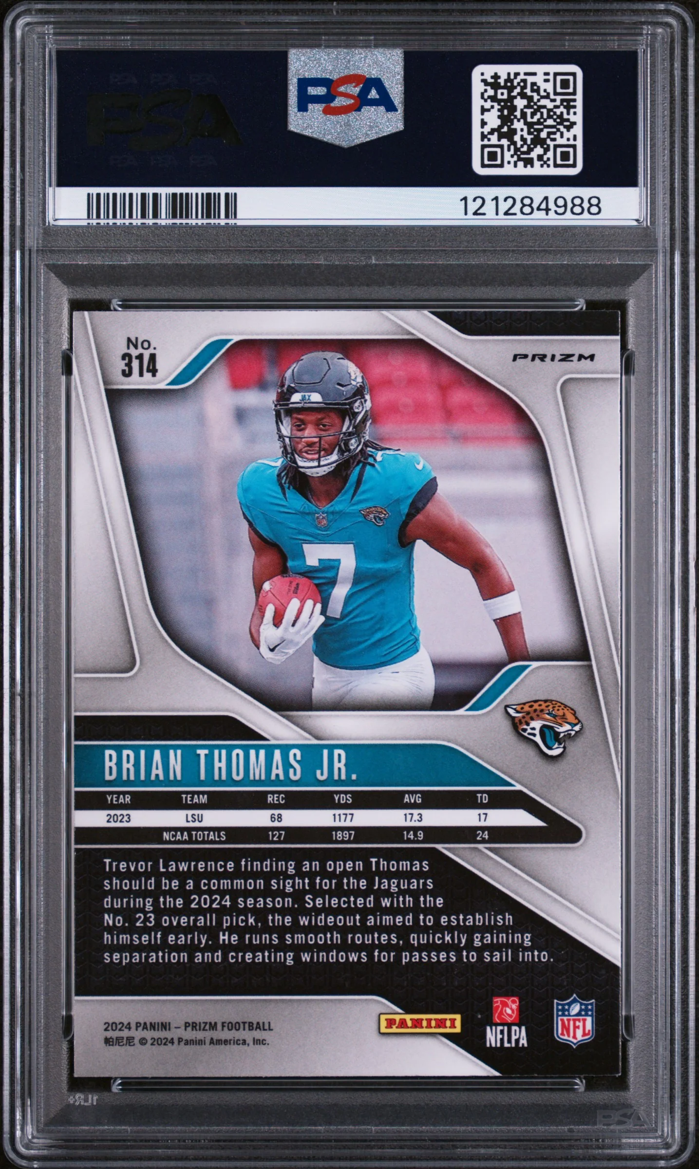 2024 Panini Prizm Silver Prizm Brian Thomas Jr. #314 PSA 9 - Image 2