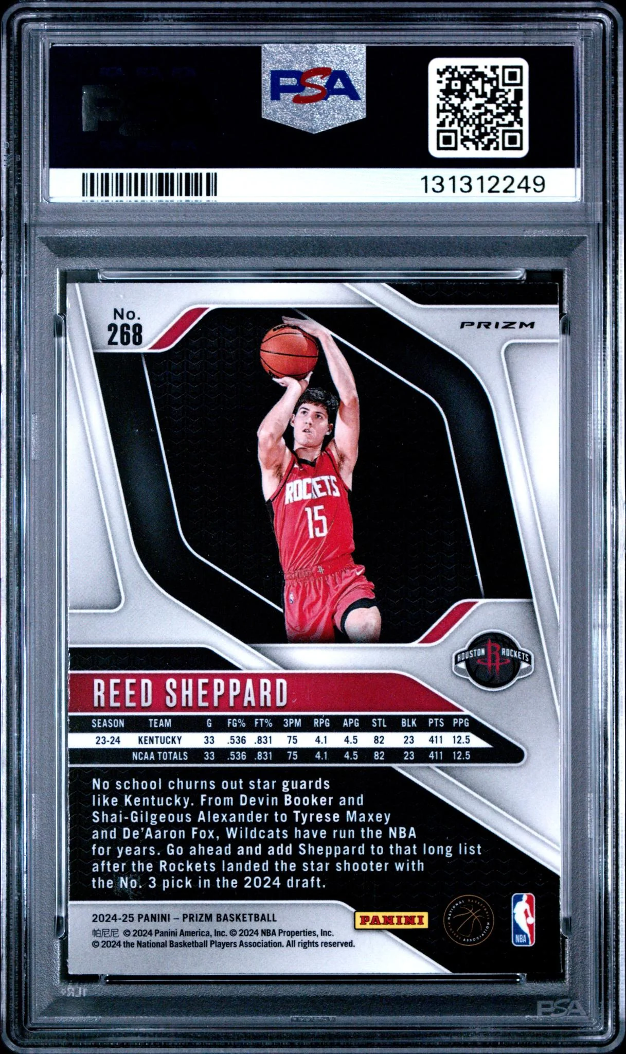 2024 Panini Prizm Silver Prizm Reed Sheppard #268 PSA 9 - Image 2
