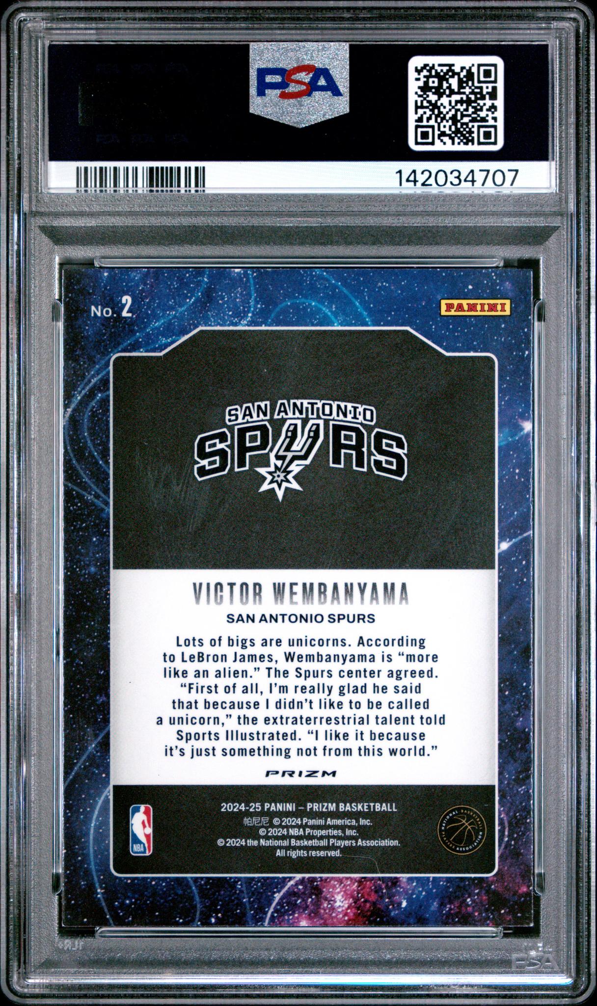 2024 Panini Prizm Silver Prizm Victor Wembanyama #2 PSA 9 - Image 2