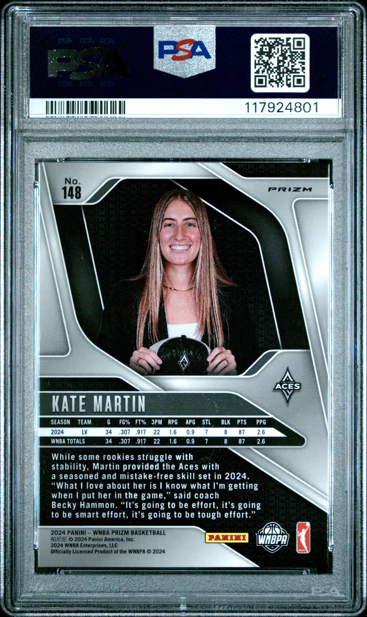 2024 Panini Prizm WNBA WNBA Logo Kate Martin #148 PSA 9 - Image 2
