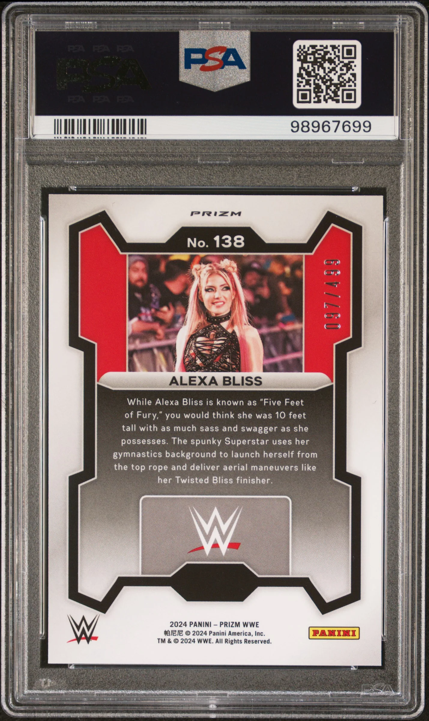 2024 Panini Prizm WWE Pulsar Alexa Bliss #138 /199 PSA 10 - Image 2