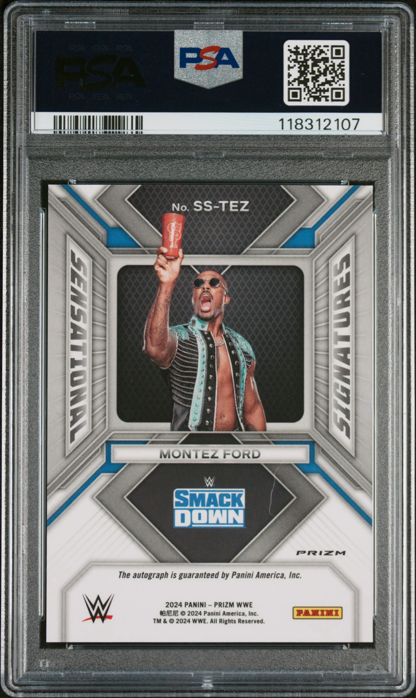 2024 Panini Prizm WWE Sensational Signatures Green Prizm Montez Ford #SSTEZ PSA 8 - Image 2