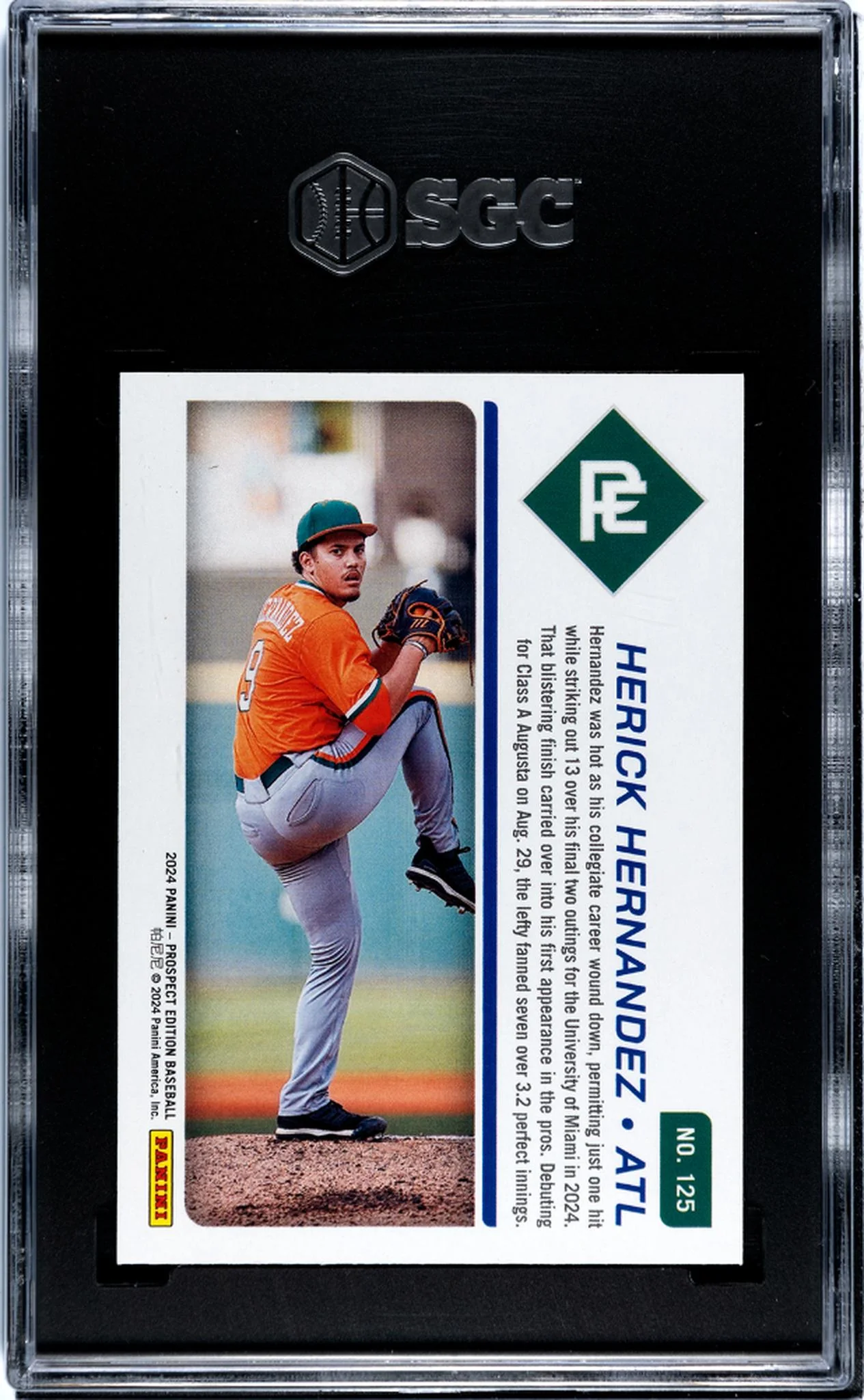 2024 Panini Prospect Edition Blue Herick Hernandez #125 /199 SGC 9.5 - Image 2