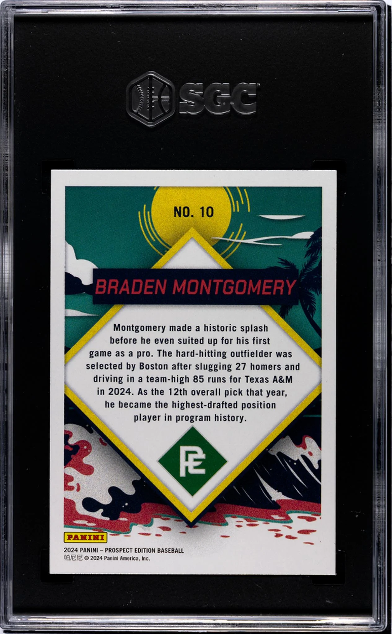 2024 Panini Prospect Edition Braden Montgomery #10 SGC 9.5 - Image 2