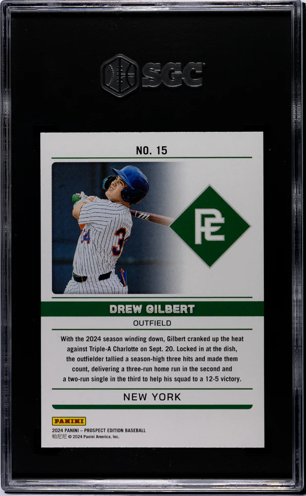 2024 Panini Prospect Edition Domination Drew Gilbert #15 SGC 9 - Image 2