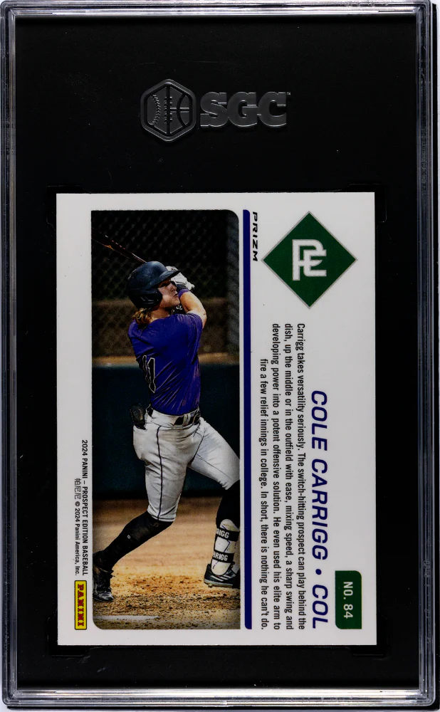 2024 Panini Prospect Silver Prizm Cole Carrigg #84 SGC 9 - Image 2