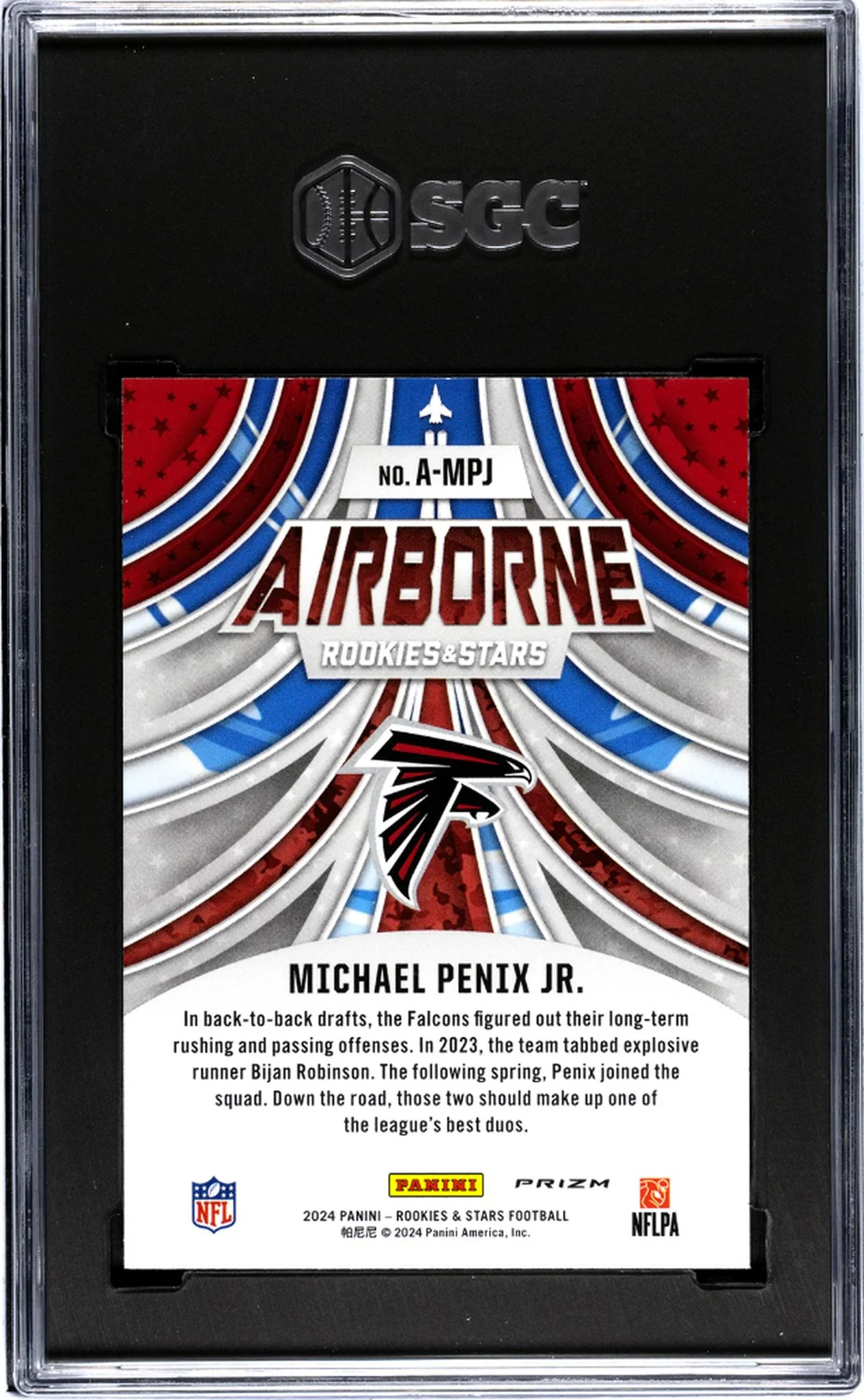 2024 Panini Rookies & Stars #A-MPJ Michael Penix Jr. Airborne SGC 9.5 - Image 2
