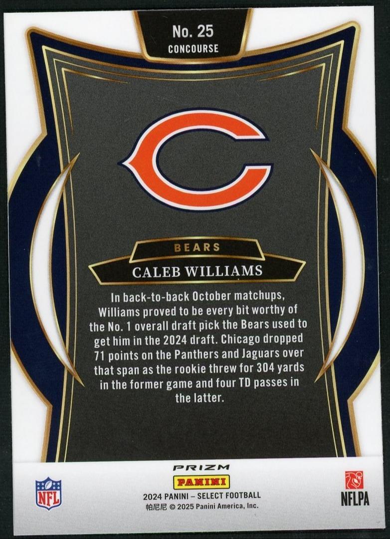 2024 Panini Select Caleb Williams Zebra Shock - Image 2