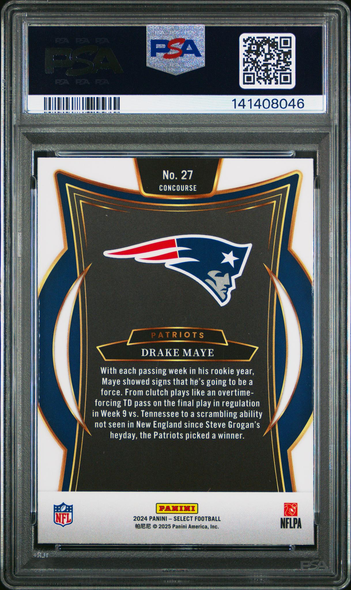 2024 Panini Select Concourse Drake Maye #27 PSA 9 - Image 2
